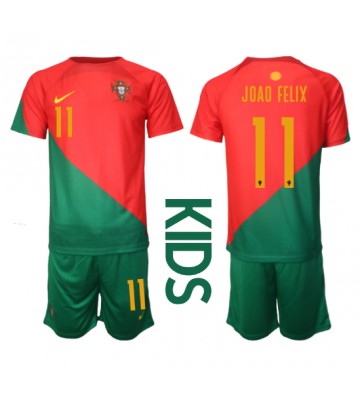 Portugal Joao Felix #11 babykläder Hemmatröja barn VM 2022 Korta ärmar (+ Korta byxor)